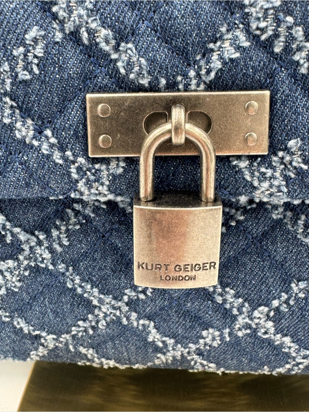 Kurt Geiger Brixton Denim Quilted Two-Way Bag w/ Pewter Tone Hardware & Dust Bag - Picture 3 of 13